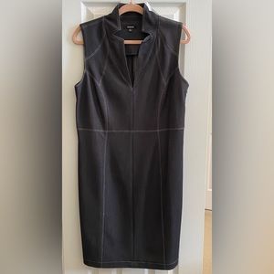 Premise Denim Sleeveless Low Cut Dress with Seam Stitching for Elegant Look